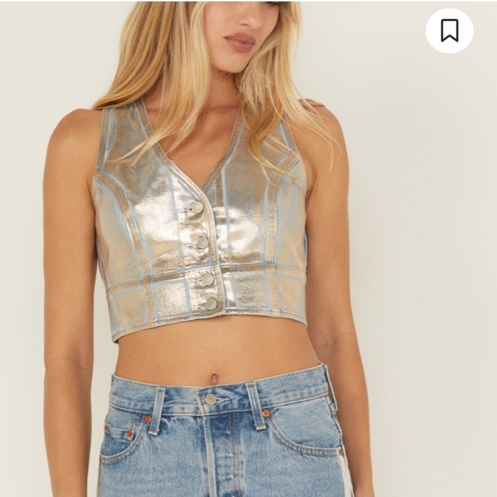 Levi's Mona Metallic Denim Corset Vest NWT Size XS